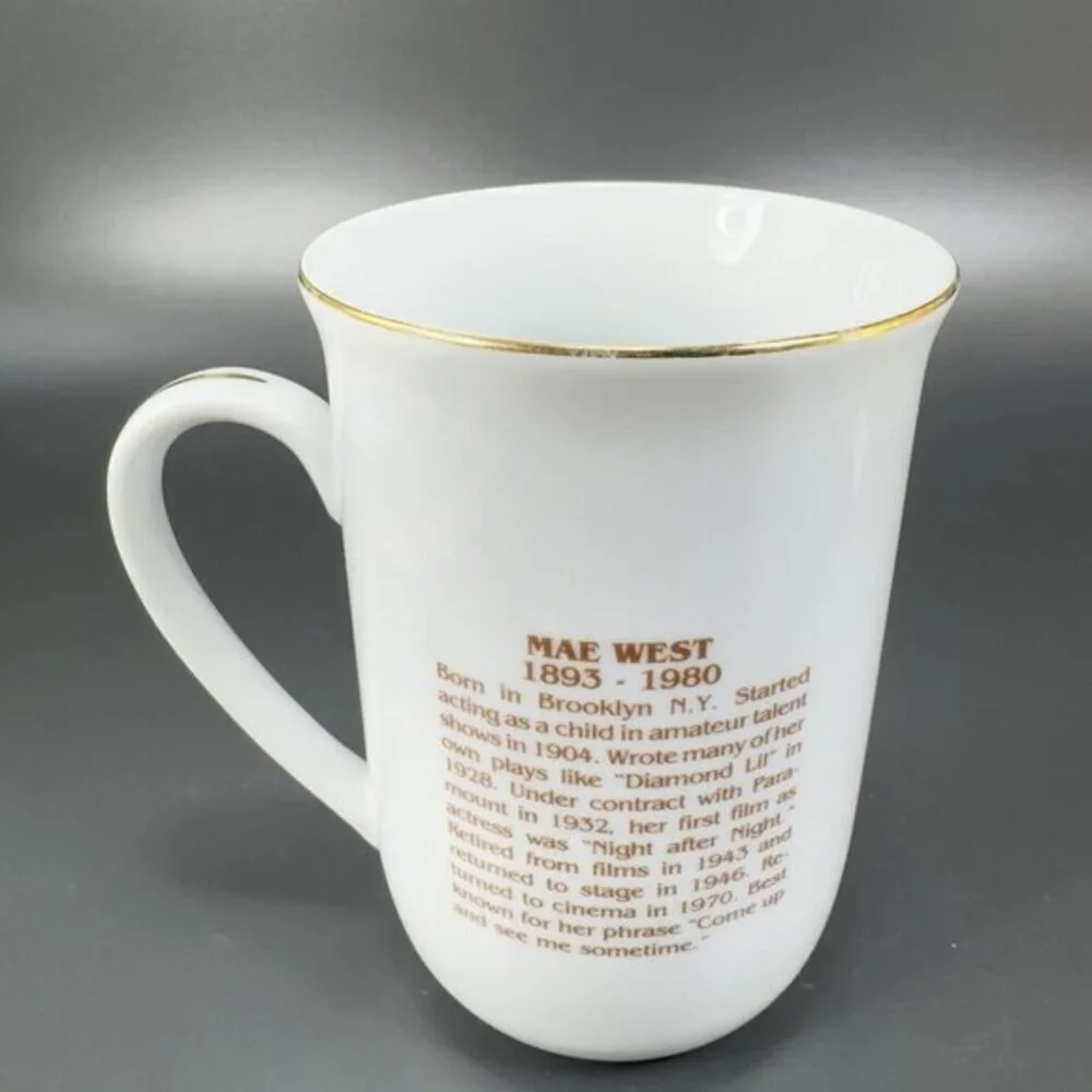 Vintage Hollywood Hall‎ of Fame Museum Porcelain Coffee Mug Cup Mae West Mug VTG